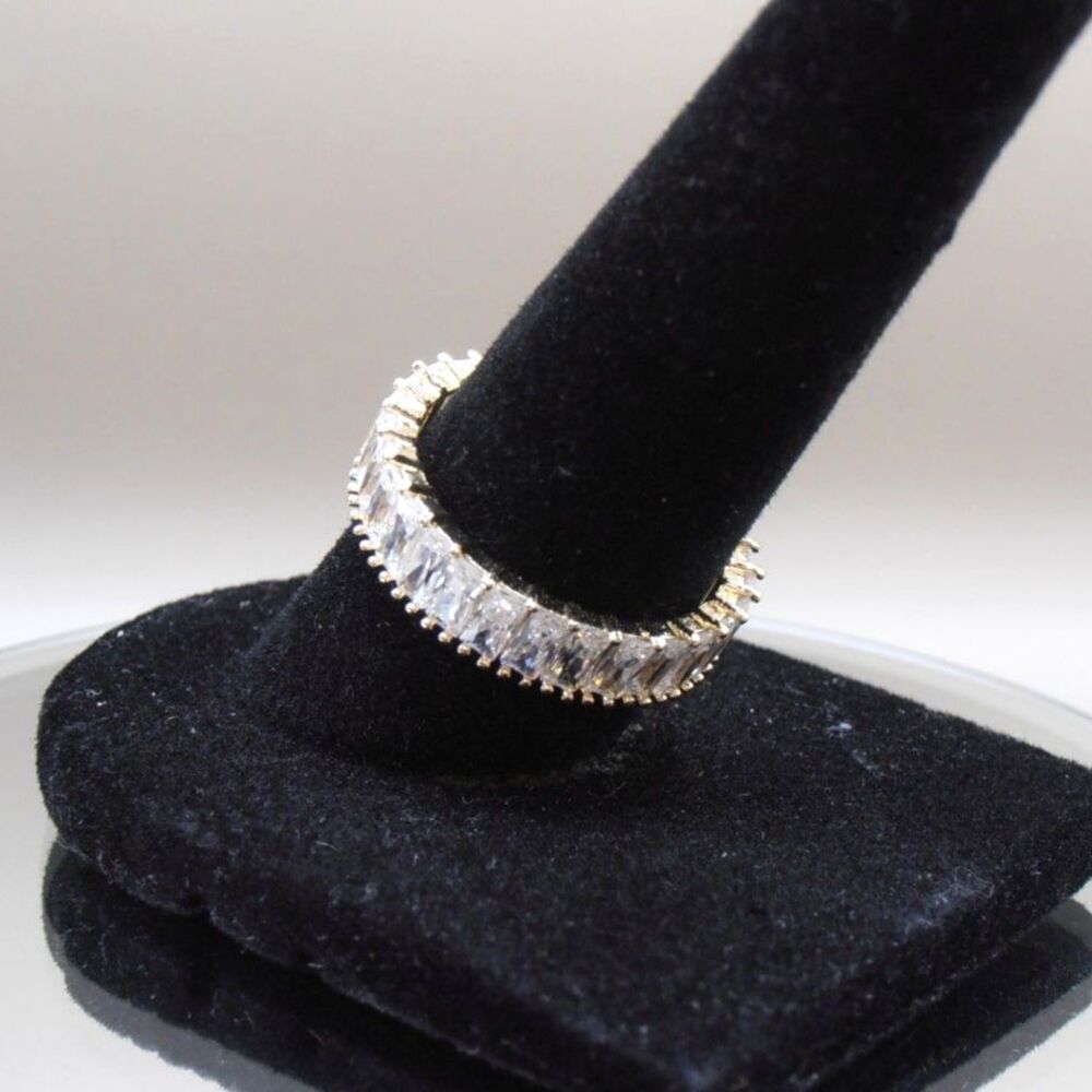 Elegant Gold Tone and CZ Baguette Band - Picture 2 of 5
